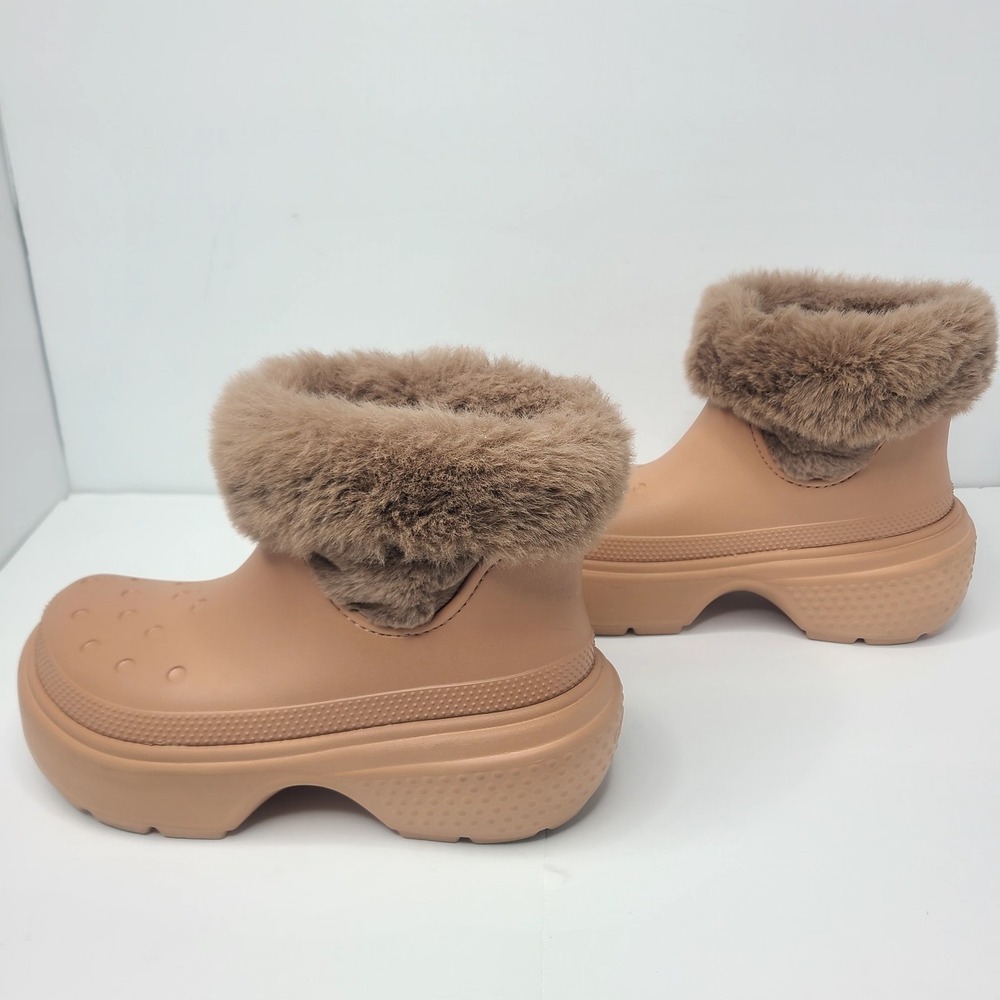 Crocs Stomp Faux Fur Lined Platform Boots Cork Women's 10 Chunky Unisex - Picture 3 of 9